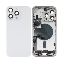 Tampa Traseira+Frame+Flex Apple iPhone 15 Pro Max com  Wireless Charge+Flashlight Flex Branco